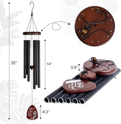 Memorial Wind Chimes for Loss of Loved One, Windchimes in Memory of a Loved One, Sympathy Gift Baskets, Bereavement Condolence Gifts, Memorial Gifts for Loss of Mom, 32" Sympathy Butterfly, Black