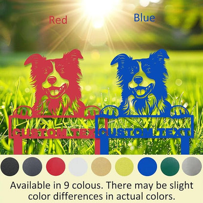Custom Border Collie Dog Garden Stake Metal Name Sign, Personalized Dog House Garden Sign Customized Border Collie Welcome Signs Address Plaque Gardening Decor Gift for Gardeners Dogs Lover