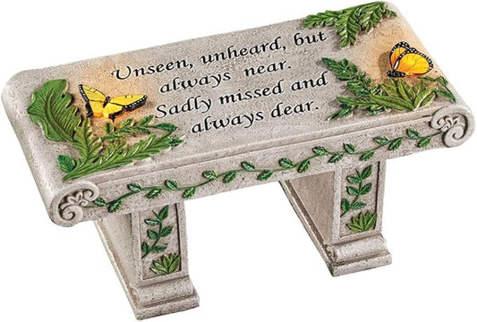 Collections Etc Solar Powered LED Outdoor Garden Memorial Bench with Heartwarming Inscription - Perfect Faux Stone Plaque Statue to Remember Loved Ones 12" L x 5 1/2" W x 5 1/4" H