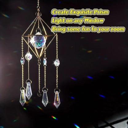 Sun Catchers with Crystals Hanging Crystals Prisms Suncatcher Crystal Suncatchers Hanging Wind Pendant for Window Garden Home (Type-B)