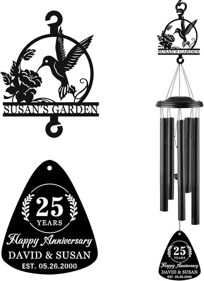 Personalized Hummingbird Outdoor Wind Chime,Memorial Gift for Mom/Grandma,Custom Anniversary Wind Chime Gifts for Him For Her,wind chimes for outside 37''Tall，Perfect Decoration for Patio, Garden