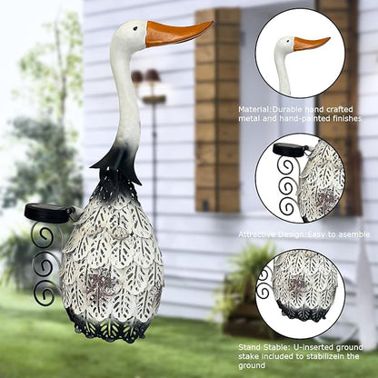 HONGLAND Metal Goose Yard Decor,18" Solar Gooses Yard Decorations Outdoor, Garden Statues Decor Outside,Farm Lawn Decorative Figurine for Home Patio Backyard