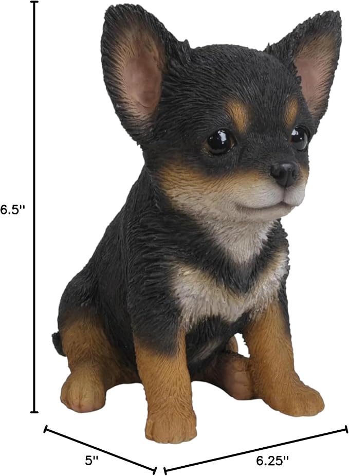 HI-LINE Sitting Chihuahua Puppy Outdoor Garden Statue - 6.5"
