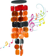 Bellaa 20720 Wind Chimes for Outside Capiz Sea Glass Shells Orange Red Black Outdoor Windchimes Home Garden Patio Yard Lawn Unique Gifts Mom Grandma