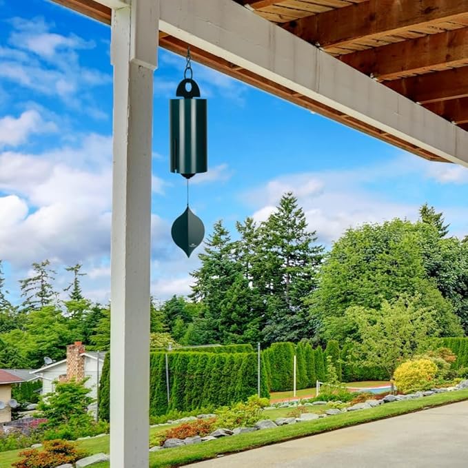 Woodstock Wind Chimes Heroic Windbell Wind Chimes for Outside, 40" Green Large Windchime for Outdoor Garden, Patio, Porch Wind Bell, Deep Tone Sound