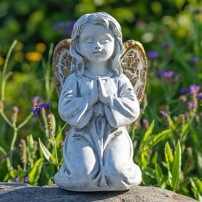 Rezpuao Outdoor Decor - Angel Statue, Solar Powered, Praying Angel for Patio, Lawn, Porch