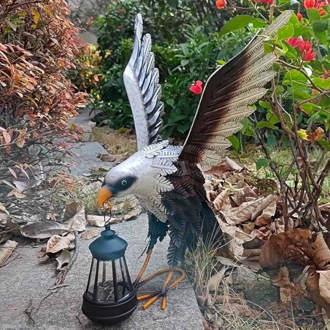 Solar Lights Animal Statue Metal Sculpture Rooster Ornaments Garden Decoration Metal Yard Art for Patio Lawn Backyard Outdoor Decoration (CS029)