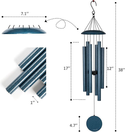 Wind Chimes for Outside Deep Tone - 38'' Wind Chimes Outdoor Clearance, Deep Tone, Windchimes Outdoors, Memorial Gift, Sympathy Gift, Garden Patio, Home Décor, Blue