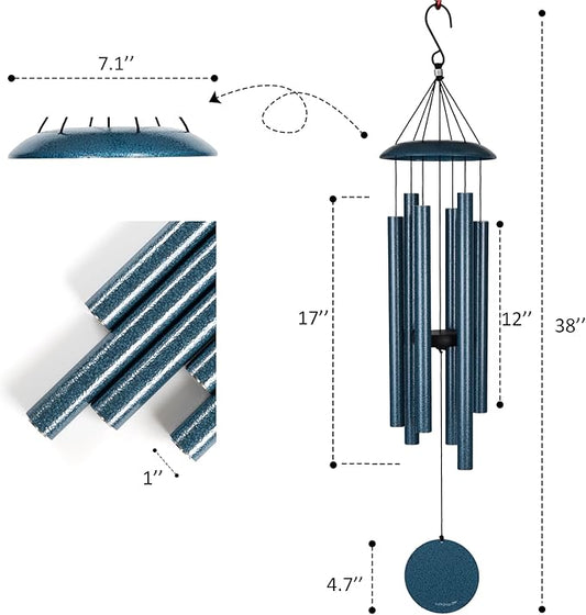 Wind Chimes for Outside Deep Tone - 38'' Wind Chimes Outdoor Clearance, Deep Tone, Windchimes Outdoors, Memorial Gift, Sympathy Gift, Garden Patio, Home Décor, Blue