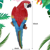 Parrot Decor Tiki Decorations for Outside Patio, Large Realistic Parrot Statues for Pool Deck Garden Yard Lawn, Lifelike Bird Sculpture Tropical Animal Figurines for Tree Wall Decor(Red)