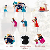 Afirst Christmas Yard Stakes Nativity Scene Outdoor Decoration Lighted Holy Nativity Scene Yard Signs 7 Pcs Jesus Birth Manger Sets for Lawn Pathway Outdoor Decoration
