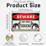 Beware Of The Dog Husky Sign Aluminum Metal Tin Signs Outdoor Yard Sign Warning Sign For Fence Yard Home Kitchen Farm Garden Wall Decor 8x12 Inch