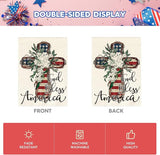 AVOIN colorlife God Bless America Stars and Stripes House Flag 28x40 Inch Double Sided, Memorial Day 4th of July Patriotic Lily Cross Yard Outdoor Decoration