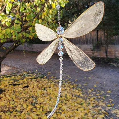 Dragonfly Pendant, Dragonfly Shape Rainbow Maker Hanging Crystal for Windows Garden Tree Car Wedding Room Decoration(15X15cm)