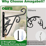 AMAGABELI GARDEN & HOME 2 Pack Hanging Plant Hanger Outdoor 10 inch Metal Hanging Brackets Fence Wall Hooks for Flower Baskets Bird Feeders Lanterns Wind Chimes Rust-Resistant Black
