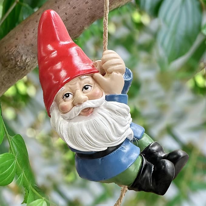 TIANCENTRAL H Hanging Garden Gnome Statue Decoration Gnomes Garden Statue Figurine Ornament Outdoor Statue Decor for Outside Patio Yard Lawn