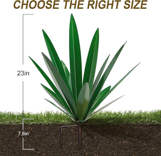 TOMBABY Large Leaf Thickened Metal Agave Plant Outdoor Decoration Desert Courtyard Art Plant Garden Decoration Outdoor Metal Art Floral Gift (1, Green)