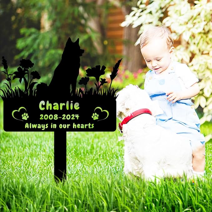 Personalized Husky Dog Memorial Grave Marker,Custom Flora Dog Memorial Garden Stake,Dog Memorial Plaque Burial Stake Engraved Sign,Dog Sympathy Grave Stake,Dog Memorial Statue Headstone