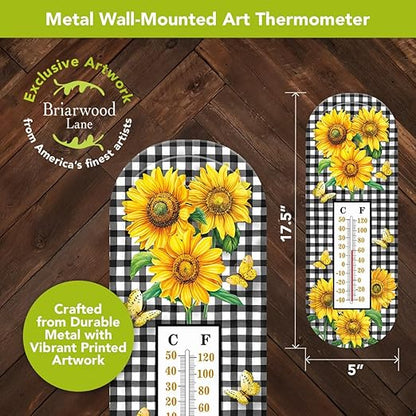 Briarwood Lane Checkered Sunflowers Metal Thermometer