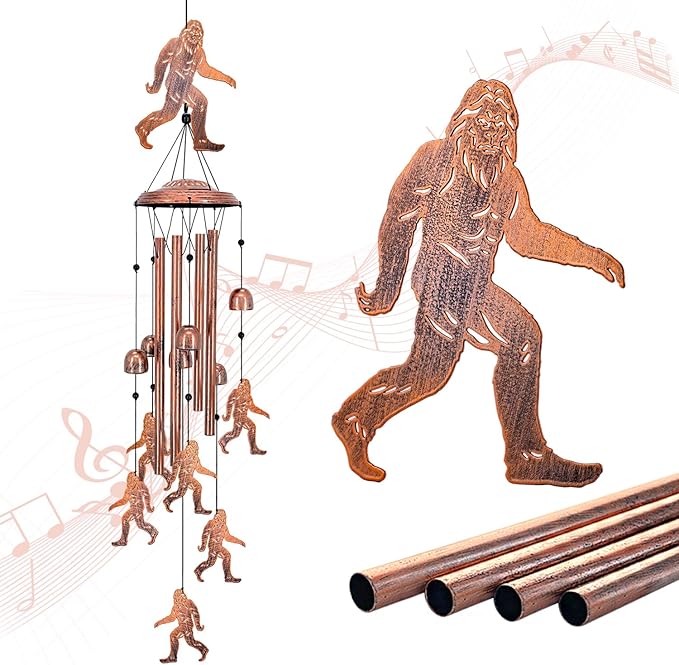 Bigfoot Wind Chimes Outdoor Big Foot Sasquatch Gifts for Men Women Mom Dad Birthday Unique Gardening Gifts Metal WindChimes for Outside/Indoors, Lawn, Patio, Home, Yard Decor, Garden Decorations