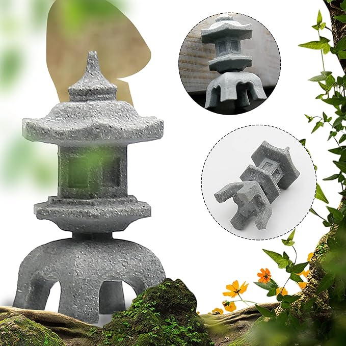 Miniature Japanese Lantern Decoration Mini Fairy Garden Decor Set Japanese Lantern for Micro Landscape Garden & Patio Yard Bonsai Decoration (5 Sandstone)