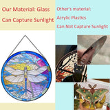 Stained Glass Window Hanging,20cm/7.87inch Dragonfly Hand-Painted Sun Catcher Garden Hangings Christmas Mother's Day, Valentine's Day Ornaments Festival Gift (B Style)