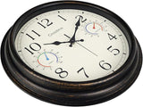 Crosstime 16 Inch Outdoor Clock Waterproof with Thermometer and Hygrometer Combo, Retro Indoor Outdoor Wall Clocks for Patio, Pool, Garden, Backyard Decor- Bronze