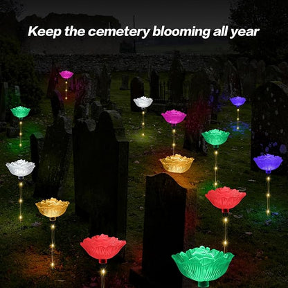 BeHiller Solar Garden Light Outdoor Waterproof,6PACKS Multicolor Bigger Rose Flowers Lights Lawn Decor,Solar Pathway Rose Lights for Garden,Mom Day,Christmas,Housewarming Gifts Decor