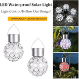 2 Pack Hanging Solar Light Outdoor, Decorative Solar Powered Waterproof Ball Shaped Night Light, Hanging Globe Solar Lights for Gardens, Yards, Patios, Lawns (White Light)