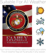 US Marine Family Honor House Flag - Armed Forces Corps USMC Semper Fi United State American Military Veteran Retire Official - Banner Small Garden Yard Gift Double-Sided Made in USA 28 X 40