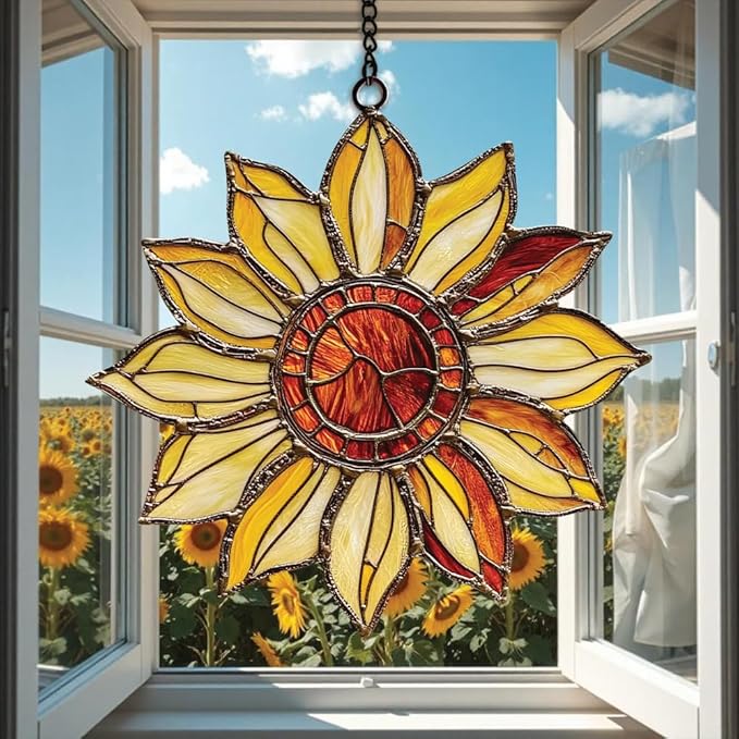 Sunflower Acrylic Suncatcher Window Hanging Floral Window Decor Garden Gift Home Decor Birthday Gift for Mom