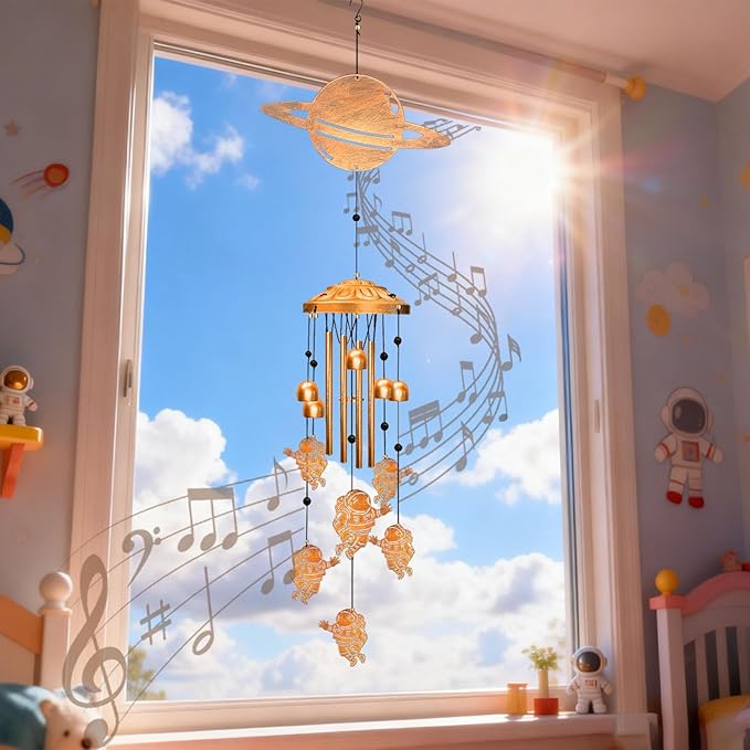Astronaut Wind Chimes for Outside - Planet Shape Windchimes Outdoors, Memorial Astronauts Space Gifts, Metal Astronauts Planets Wind Chime Decorations, for Home/Porch/Yard/Garden/Decor