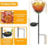 Outdoor Solar Tulip Light, Crackle Globe Glass Metal Flower Decorations Lights for Lawn Ornaments, LED Lotus Hollow Petal Stake Light for Patio Yard Lawn Walkway Ground (Tulip - 2pcs)