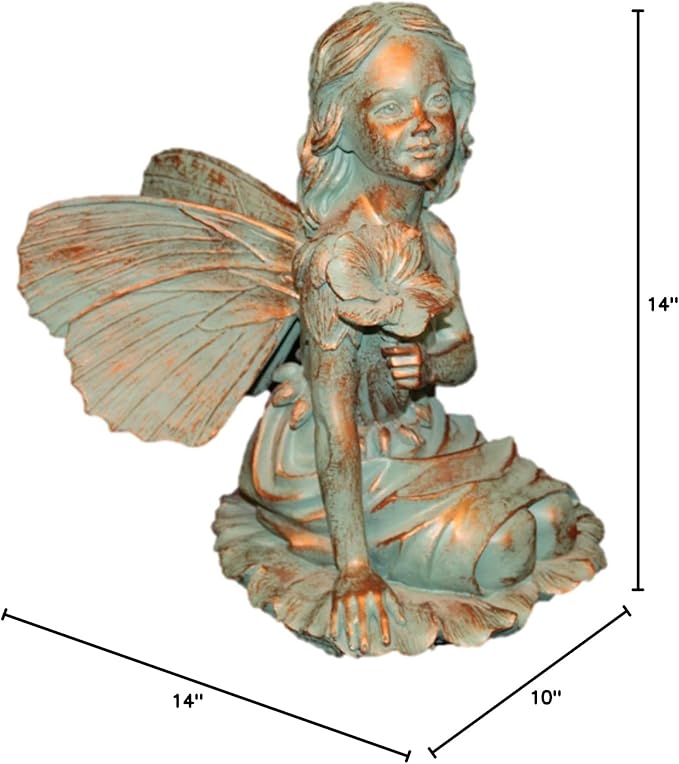Suffolk Fairy Gabriela Bronze Patina Garden Flower Nature Statue Figurine