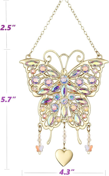 Glittering Butterfly Gift for Valentine's Day, Birthday, Anniversary - Gold Metal Ornament for Mother's Day, Wife, Grandma