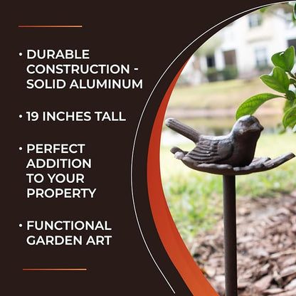 Carvers Olde Iron Decorative Garden Hose Guide Stake – 19" Solid Aluminum Heavy Duty Hose Protector for Landscaping, Flower Beds & Yard Edging - Bird