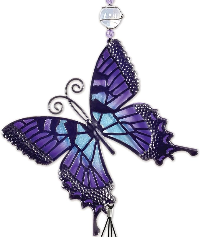 Sunset Vista Designs Windchimes - Large Colorful Butterfly Wind Chime, 45-Inch, Purple