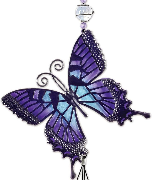 Sunset Vista Designs Windchimes - Large Colorful Butterfly Wind Chime, 45-Inch, Purple