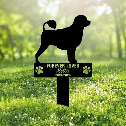 Custom Portuguese Water Dog Metal Memorial Garden Stake Personalized Pet Grave Marker Name Sign Remembrance Stake Decor Sympathy Dog Loss,Outdoor Statues for Yard Garden Lawn Patio Pathway Grave.