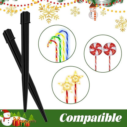 20PCS Replacement Stakes for Christmas Candy Cane Lights Outdoor,Plastic Light Stakes,Used to Maintain Candy Cane Pathway Lights,0.61X9 Inches(Black)