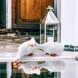 Garden Duck Statues Christmas Pond Decor Resin Goose Sculptures & Statues Funny Animal Outdoor Figurines Yard Art for Patio Pool Lawn, Ideal Gifts for Women Mom