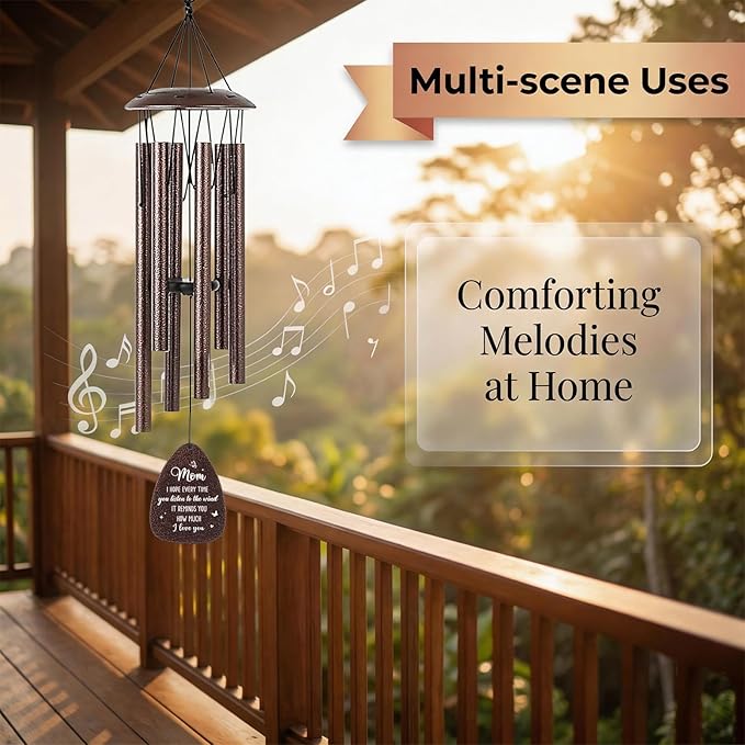 Gifts for Mom Wind Chime - Metal Windchimes with Greeting Card 32" Outdoors Indoor Garden Yard Patio Porch Home Hanging Decor Appreciation Mother's Day Birthday Gift for Mama Mother in Law