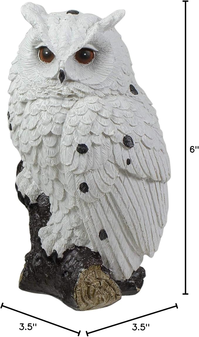 Northlight Glittered Owl Perched on a Branch Statue - 6"