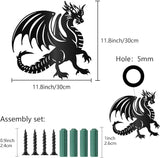 CREATCABIN Metal Dragon Wall Decor Black Iron Wall Hanging Western Fairytale Fly Dragon Animal Sculpture Wall Artwork Sign Ornament for Living Room Office Garden Balcony Decoration 11.8 x 11.8 Inch