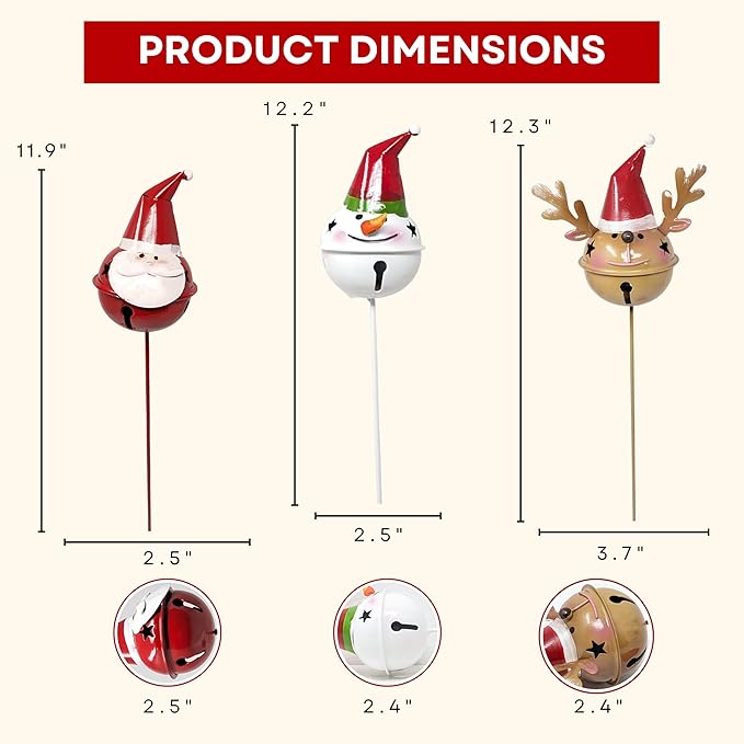 Christmas Metal Garden Stakes 3-Piece Set – Vintage Style Snowman, Reindeer & Santa Outdoor Yard Decorations, Hand-Painted Rustic Winter Lawn Porch Patio Decor for Home & Garden Lovers