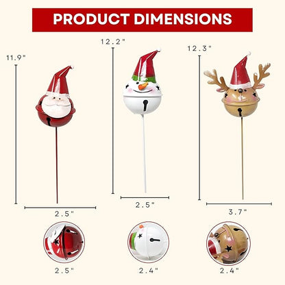 Christmas Metal Garden Stakes 3-Piece Set – Vintage Style Snowman, Reindeer & Santa Outdoor Yard Decorations, Hand-Painted Rustic Winter Lawn Porch Patio Decor for Home & Garden Lovers