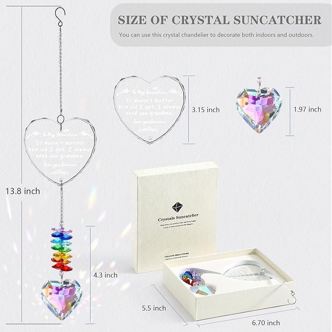 Grandma Gifts, K9 Crystal Suncatcher Grandma Birthday Gifts from Granddaughter Grandson Grandchildren Grandkids for Mothers Day Christmas