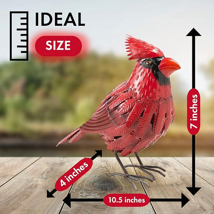 Cardinal Statue Metal Bird Yard Art, Garden Yard Sculpture Art - Red Large Realistic Standing - Christmas, Outdoor Fall, Winter, Spring, Summer Decoration - Handmade Ornament Decor Mom, Sympathy Gifts