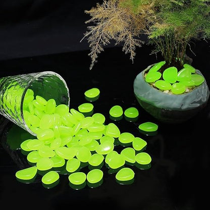 150pcs Glow in the Dark Garden Pebbles for Walkways and Decor (Green)