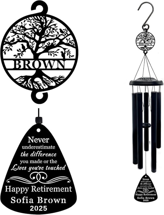 37" Tree of Life Retirement Wind Chimes - Large Deep Tone Personalized Retirement Gifts for Women & Men, Happy Retirement Decorations, Thank You Appreciation Gift for Coworker, Teacher, Nurse